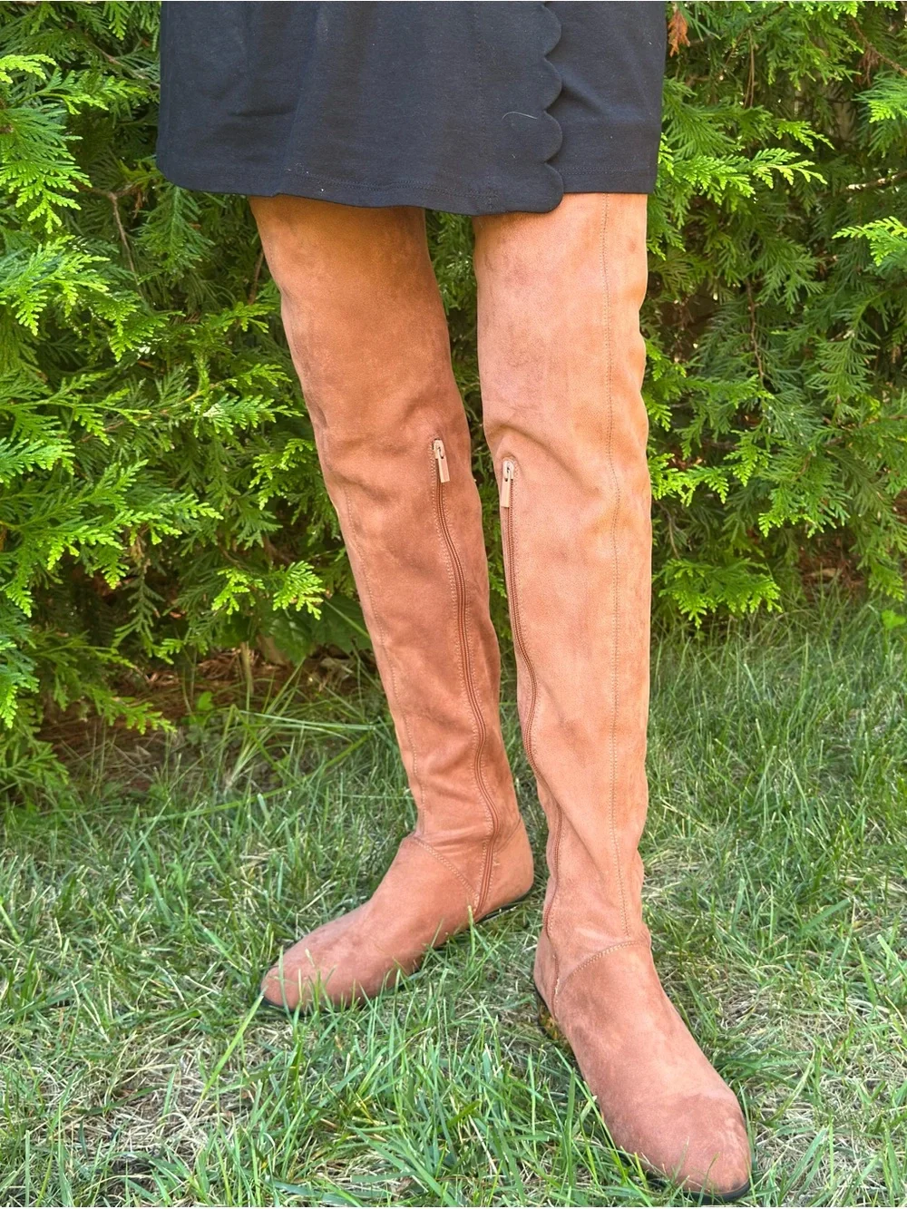 Over-the-Knee or not ,faux suede boots rust color size 9